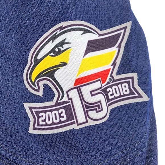 CCM ECHL Colorado Eagles Youth S/M Jersey Hockey 15 Years 2003 - 2018 Blue Mesh - Picture 5 of 12